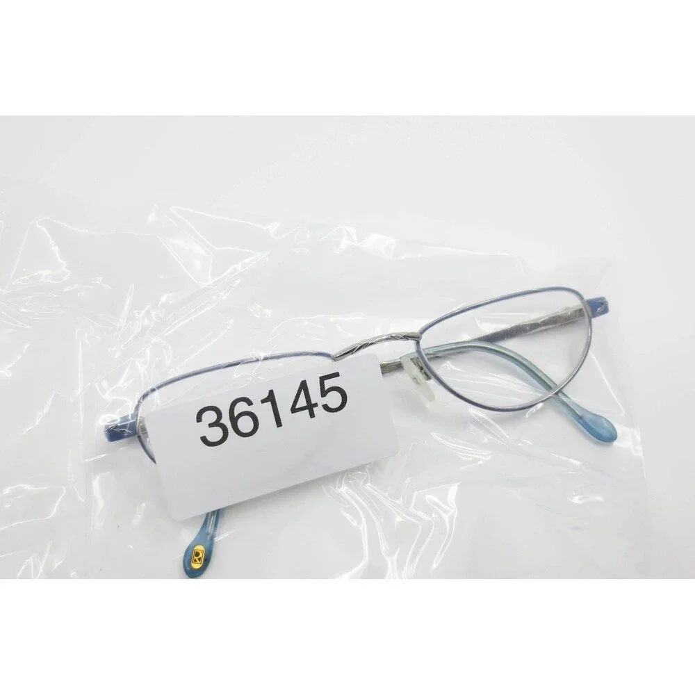 Revlon Lily Blue Metal Oval Eyeglass Frames Floral Temple 48-20-135 36145